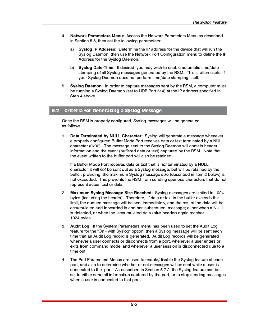 Western Telematic RSM-16DC, RSM-32DC, RSM-8 manual Criteria for Generating a Syslog Message 