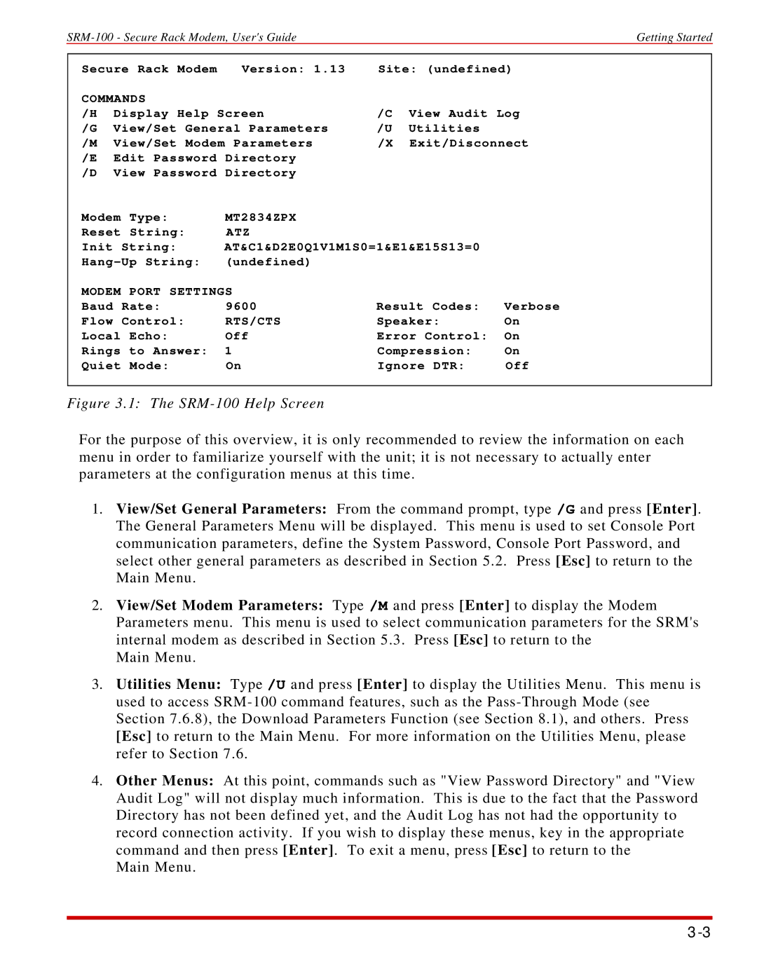 Western Telematic SRM-100 manual Commands, MT2834ZPX, Atz, Modem Port Settings, Rts/Cts 