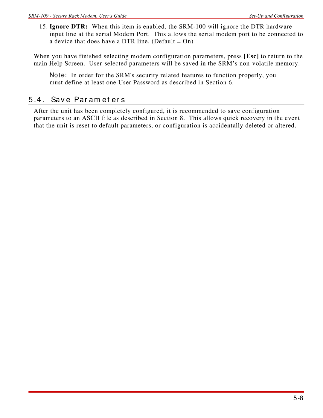 Western Telematic SRM-100 manual Save Parameters 