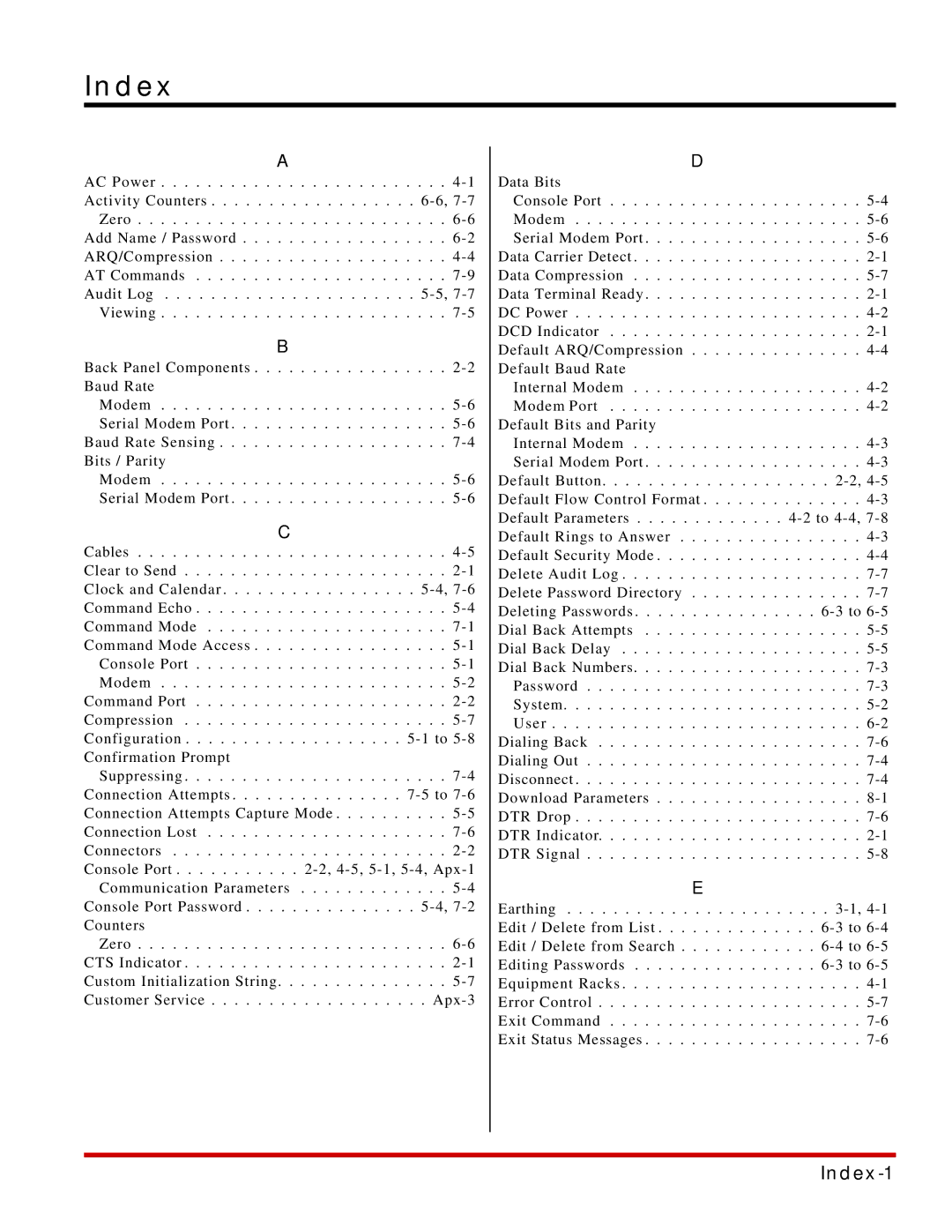 Western Telematic SRM-100 manual Index-1 