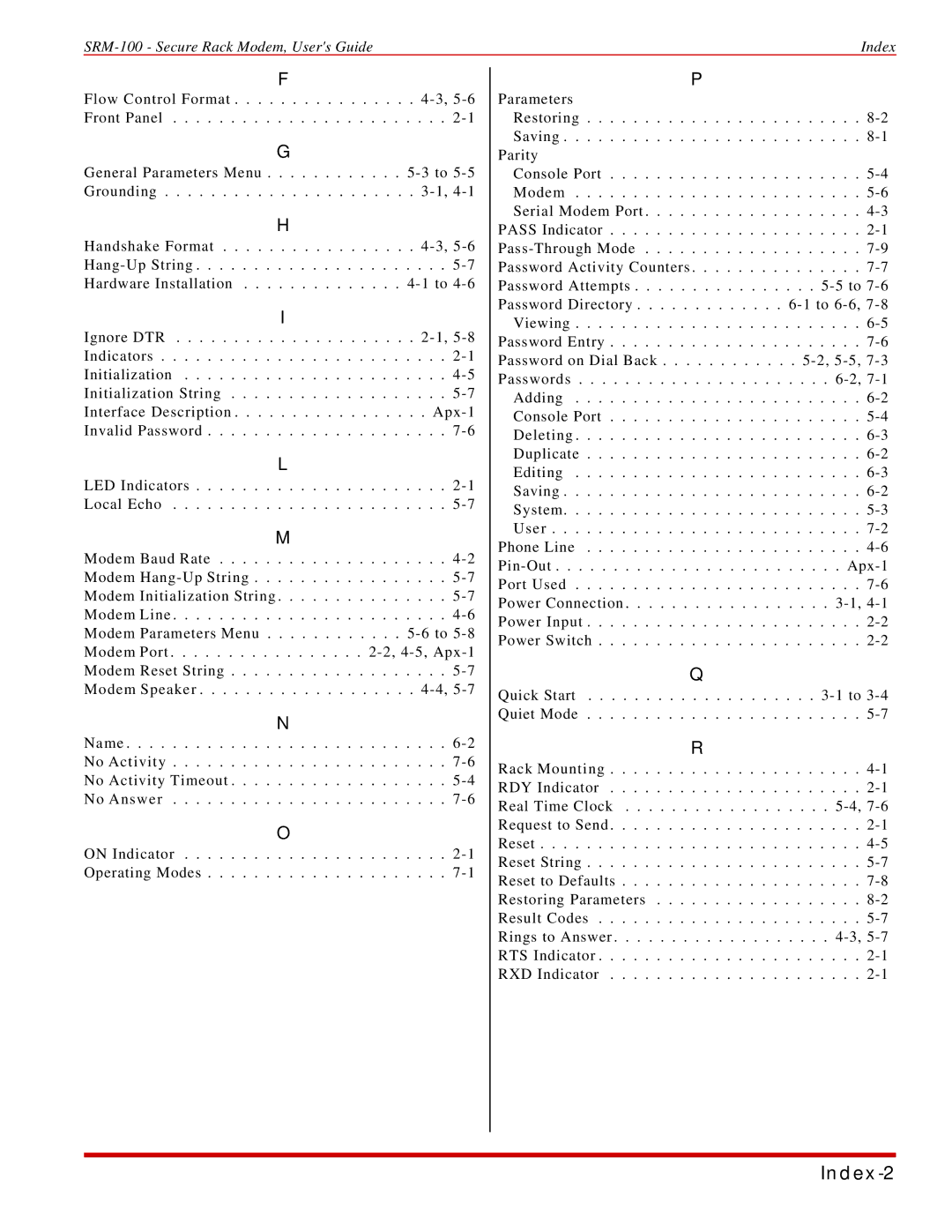 Western Telematic SRM-100 manual Index-2 