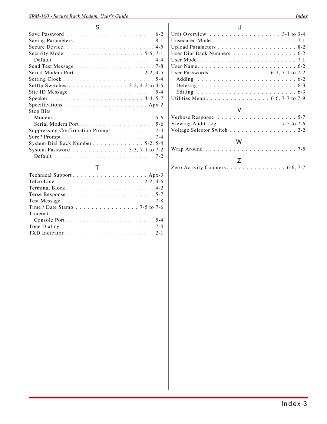 Western Telematic SRM-100 manual Index-3 