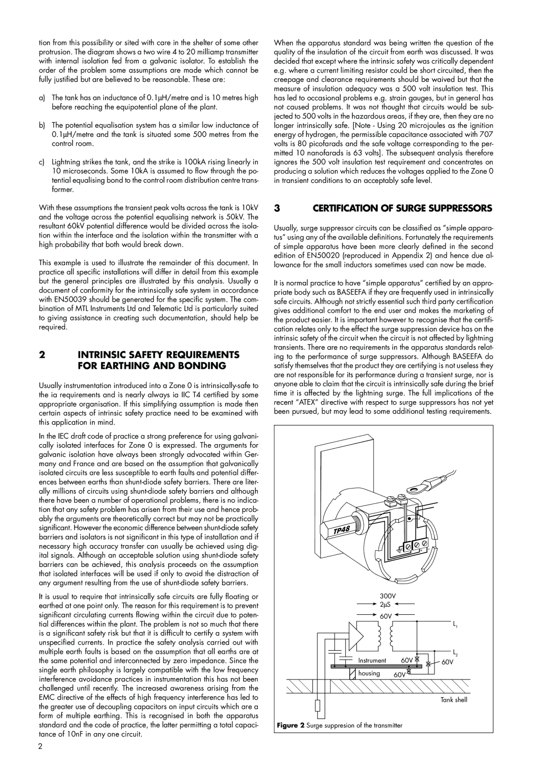 Western Telematic TAN-1005 Intrinsic Safety Requirements for Earthing and Bonding, Certification of Surge Suppressors 