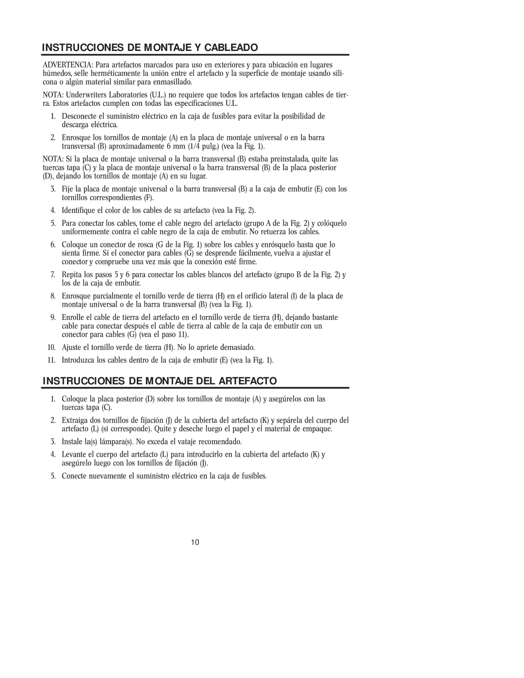 Westinghouse 100405 owner manual Instrucciones DE Montaje Y Cableado, Instrucciones DE Montaje DEL Artefacto 