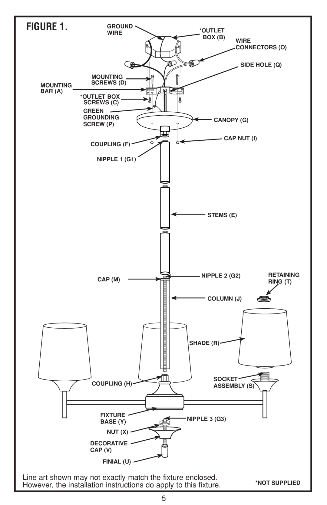 Westinghouse 120112 owner manual Line art shown may not exactly match the fixture enclosed 