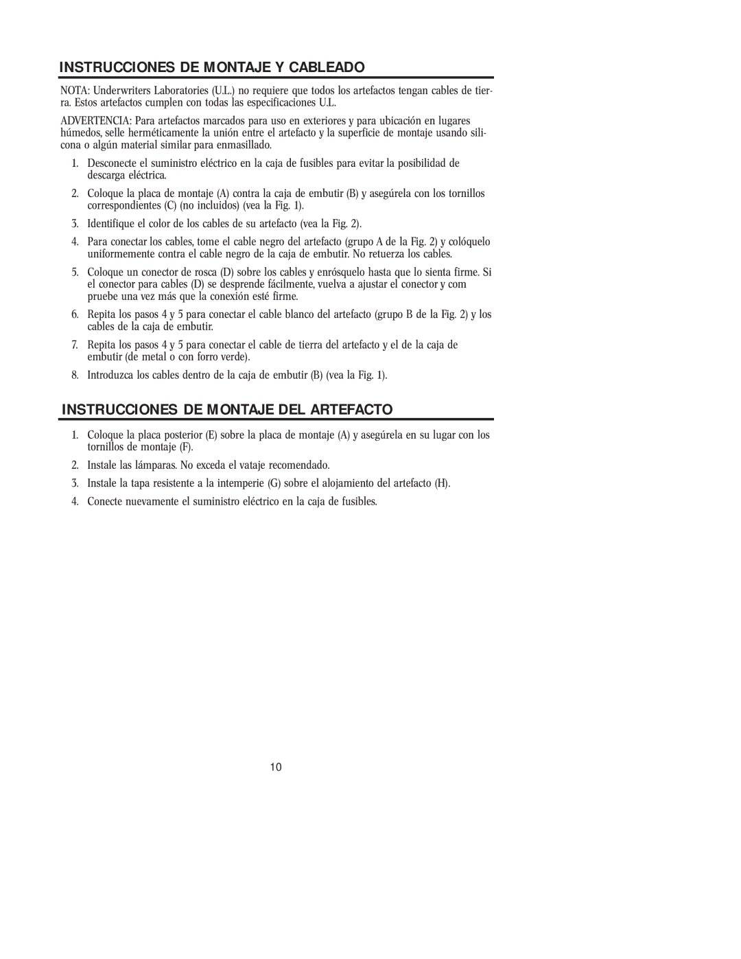 Westinghouse 121504 owner manual Instrucciones DE Montaje Y Cableado, Instrucciones DE Montaje DEL Artefacto 