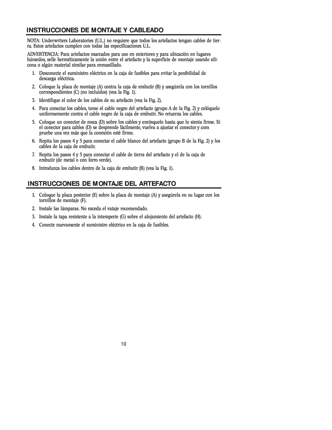Westinghouse 121504 owner manual Instrucciones De Montaje Y Cableado, Instrucciones De Montaje Del Artefacto 