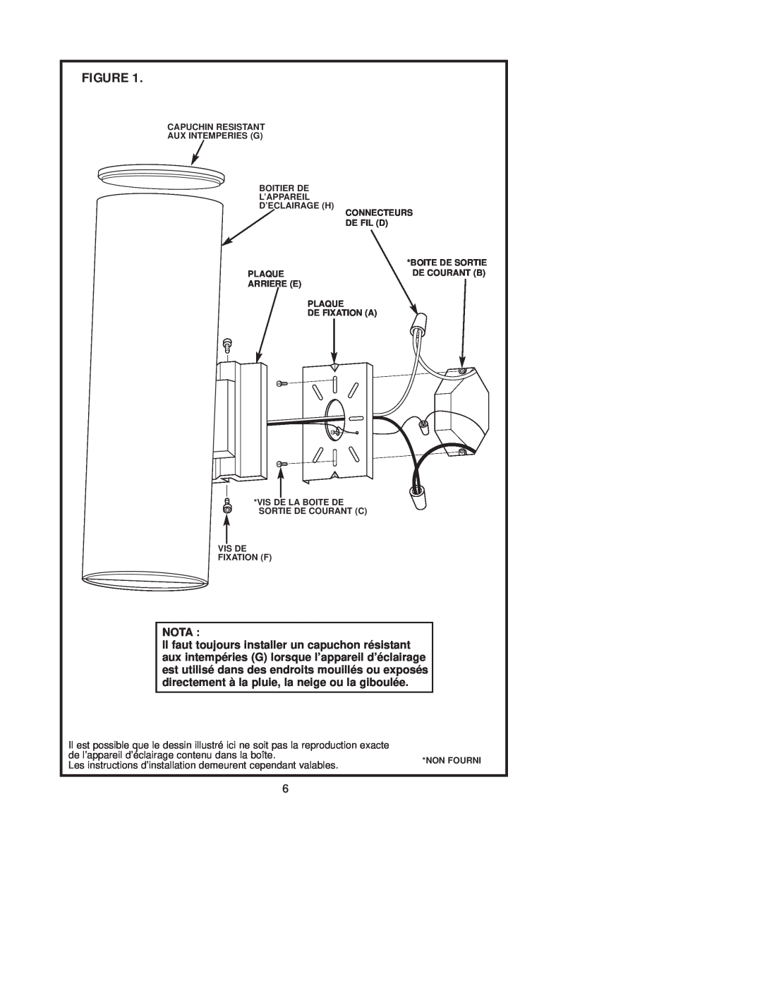 Westinghouse 121504 Nota, de l’appareil d’éclairage contenu dans la boîte, D’Eclairage H, Connecteurs, De Fil D, Plaque 