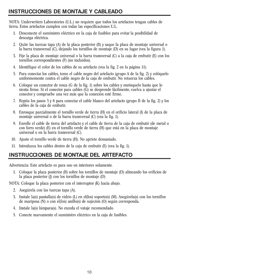 Westinghouse 12804 owner manual Instrucciones DE Montaje Y Cableado, Instrucciones DE Montaje DEL Artefacto 