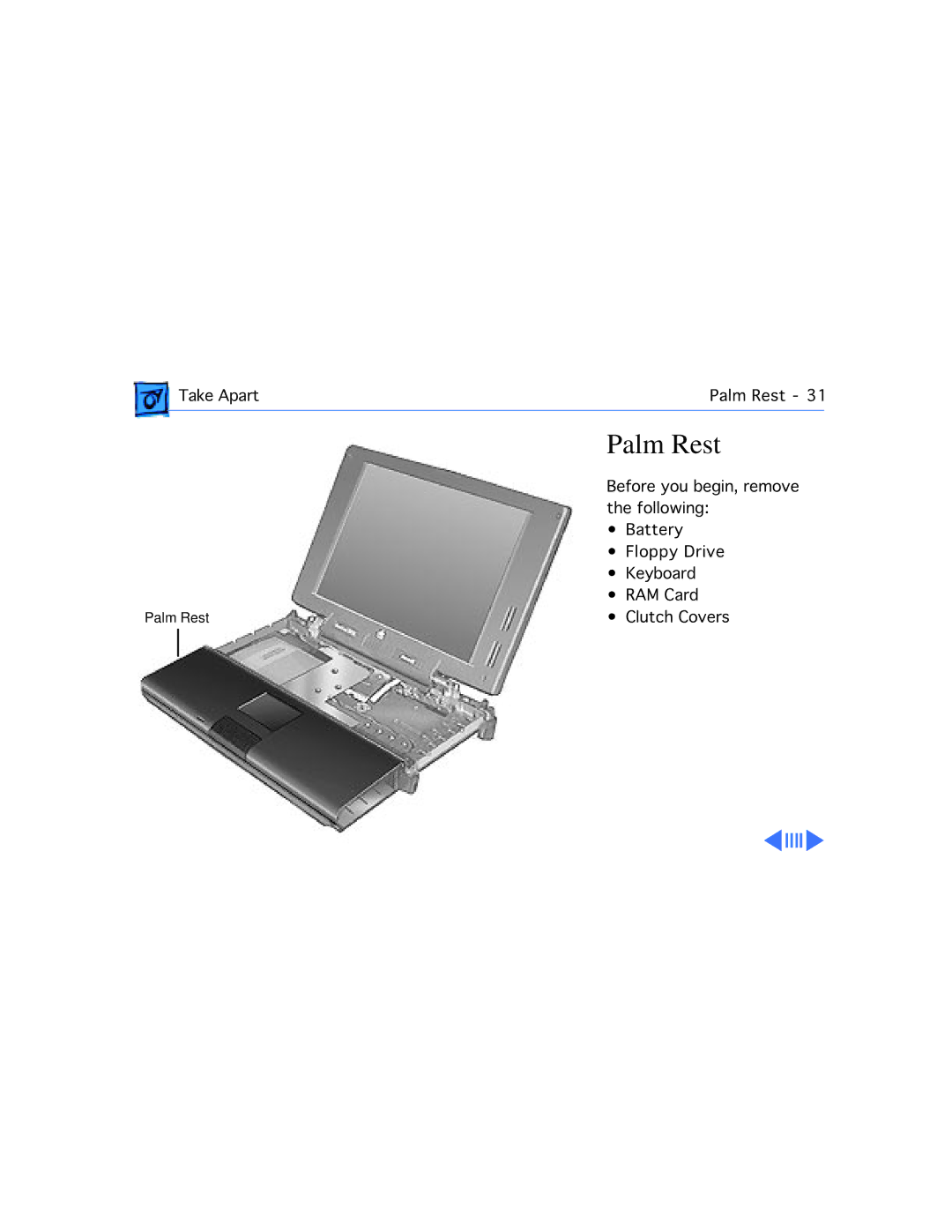 Westinghouse 190/5300 manual Palm Rest 