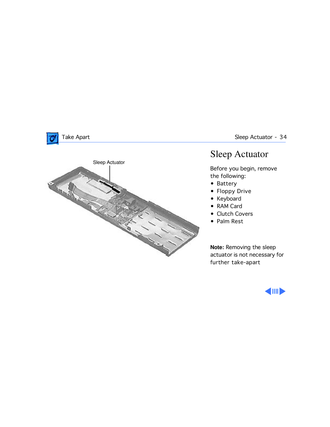 Westinghouse 190/5300 manual Sleep Actuator 