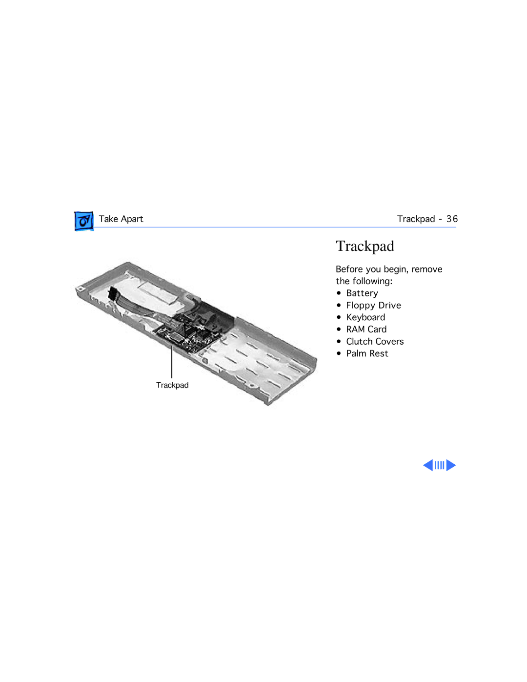 Westinghouse 190/5300 manual Trackpad 