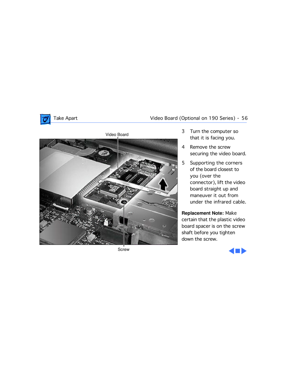 Westinghouse 190/5300 manual Video Board Screw 