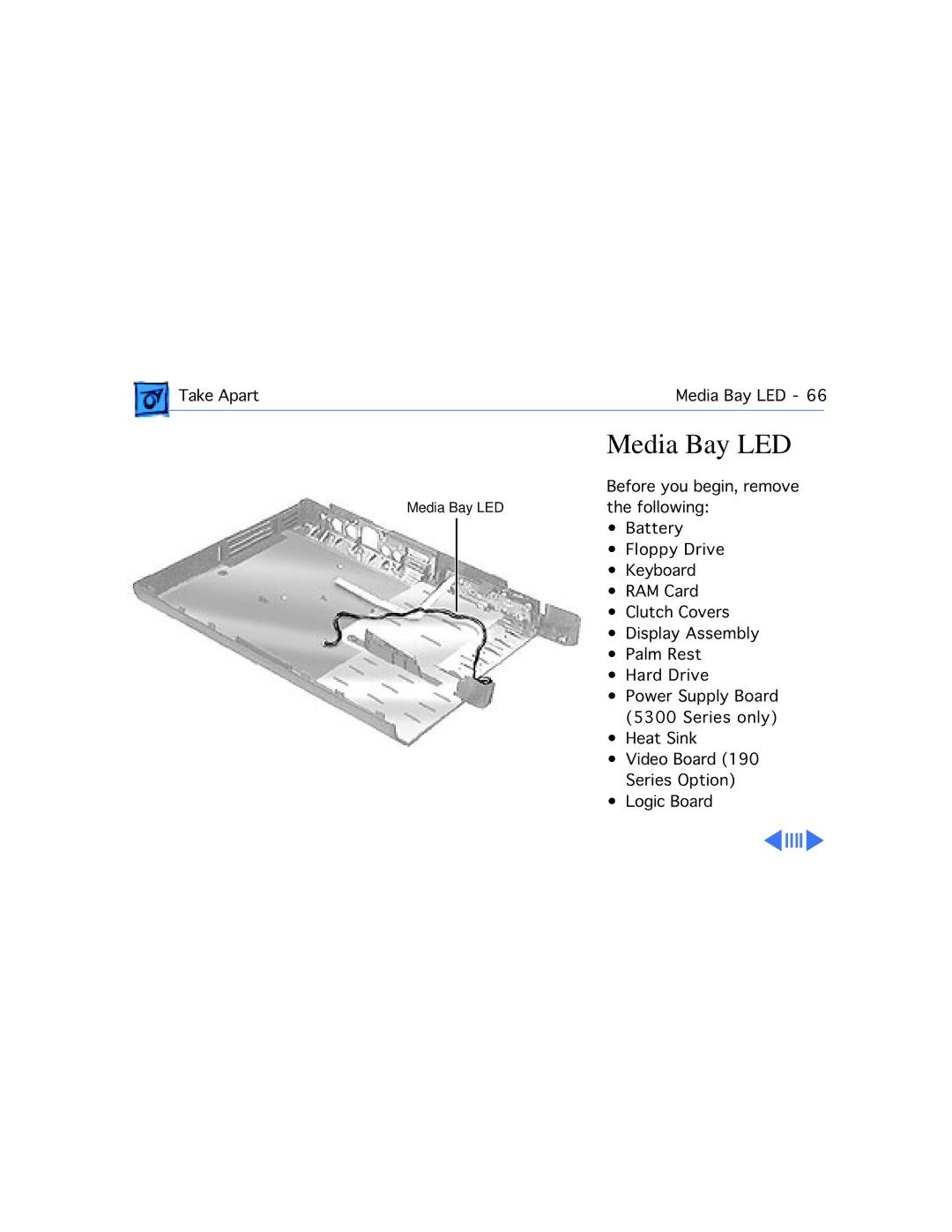 Westinghouse 190/5300 manual Media Bay LED 