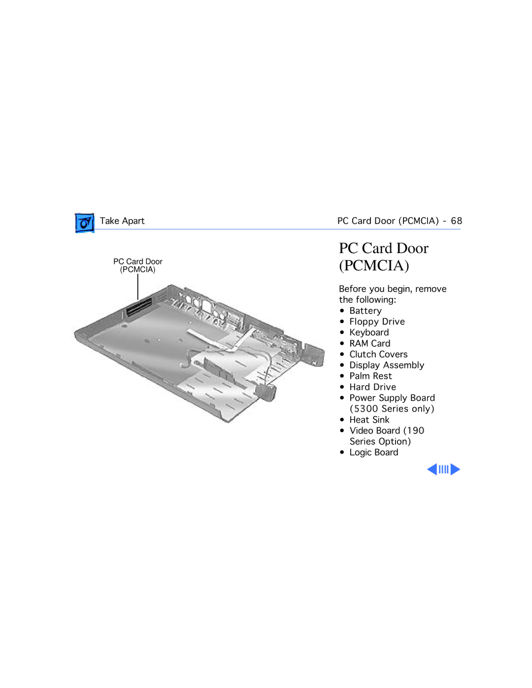 Westinghouse 190/5300 manual PC Card Door Pcmcia 