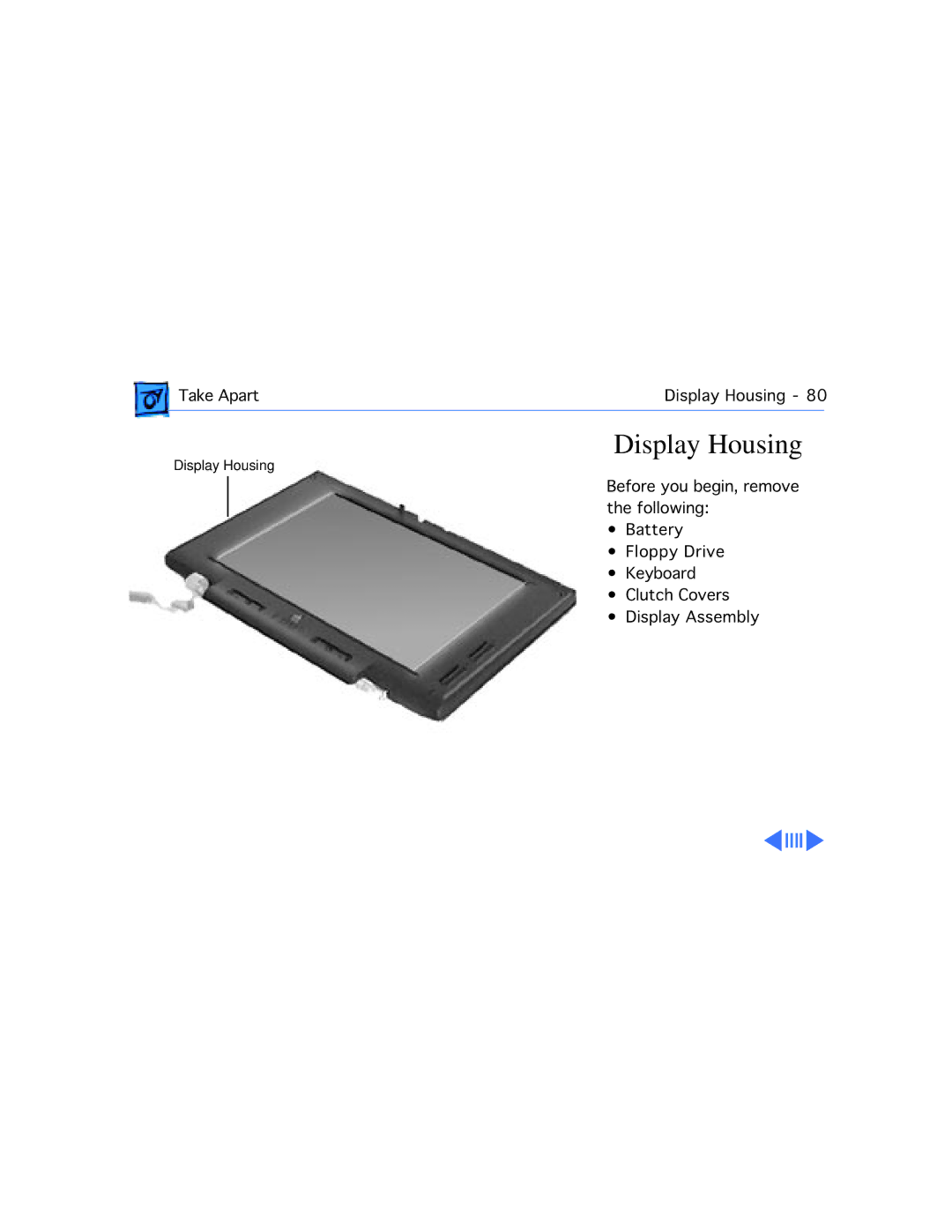 Westinghouse 190/5300 manual Display Housing 