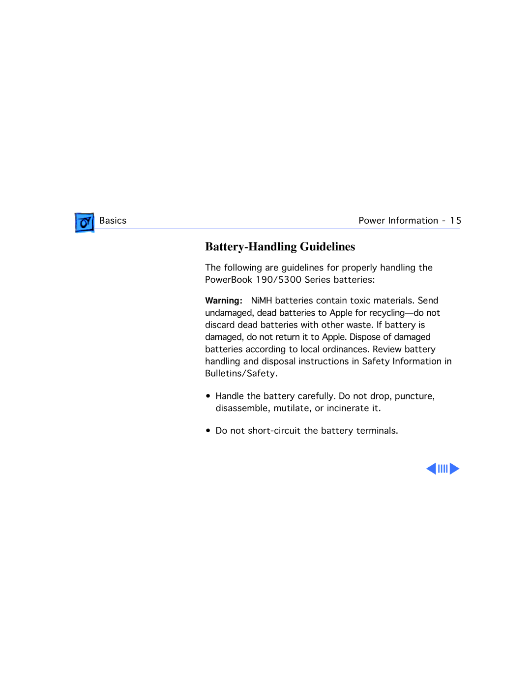 Westinghouse 190/5300 manual Battery-Handling Guidelines 