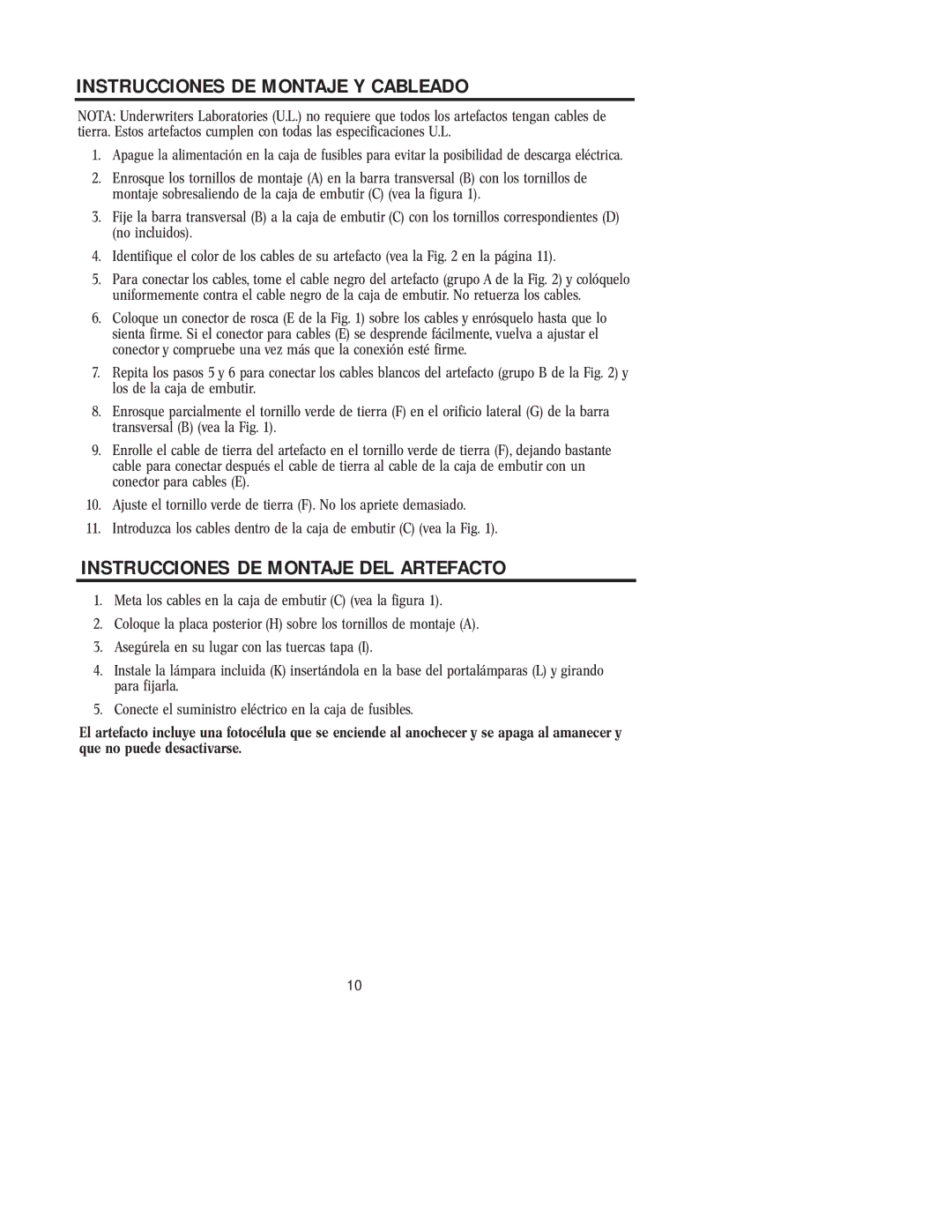 Westinghouse 36309, 36308, 36310 owner manual Instrucciones DE Montaje Y Cableado, Instrucciones DE Montaje DEL Artefacto 