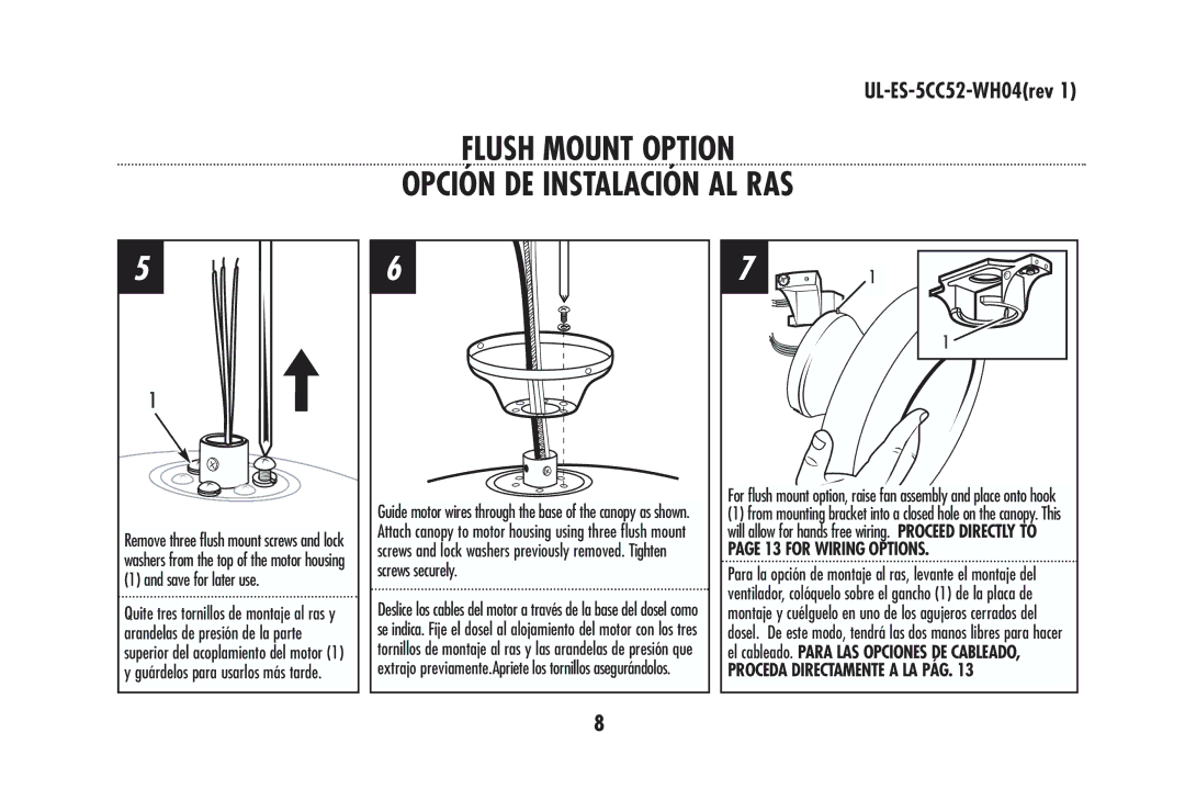 Westinghouse 78019, 78024, 78570, 78020, 78021, 78572 Flush Mount Option Opción DE Instalación AL RAS, Save for later use 