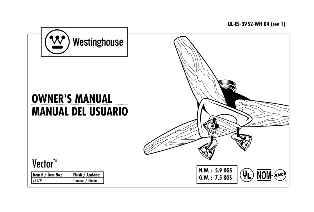 Westinghouse 78179 owner manual Manual DEL Usuario 