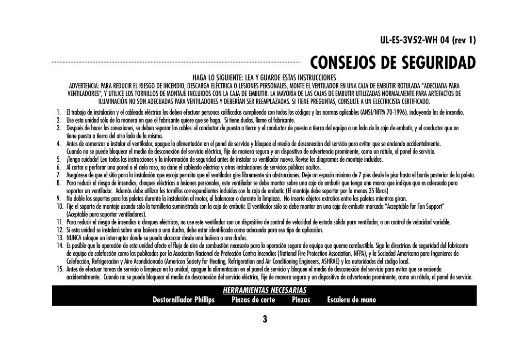 Westinghouse 78179 owner manual Consejos DE Seguridad, Haga LO Siguiente LEA Y Guarde Estas Instrucciones 