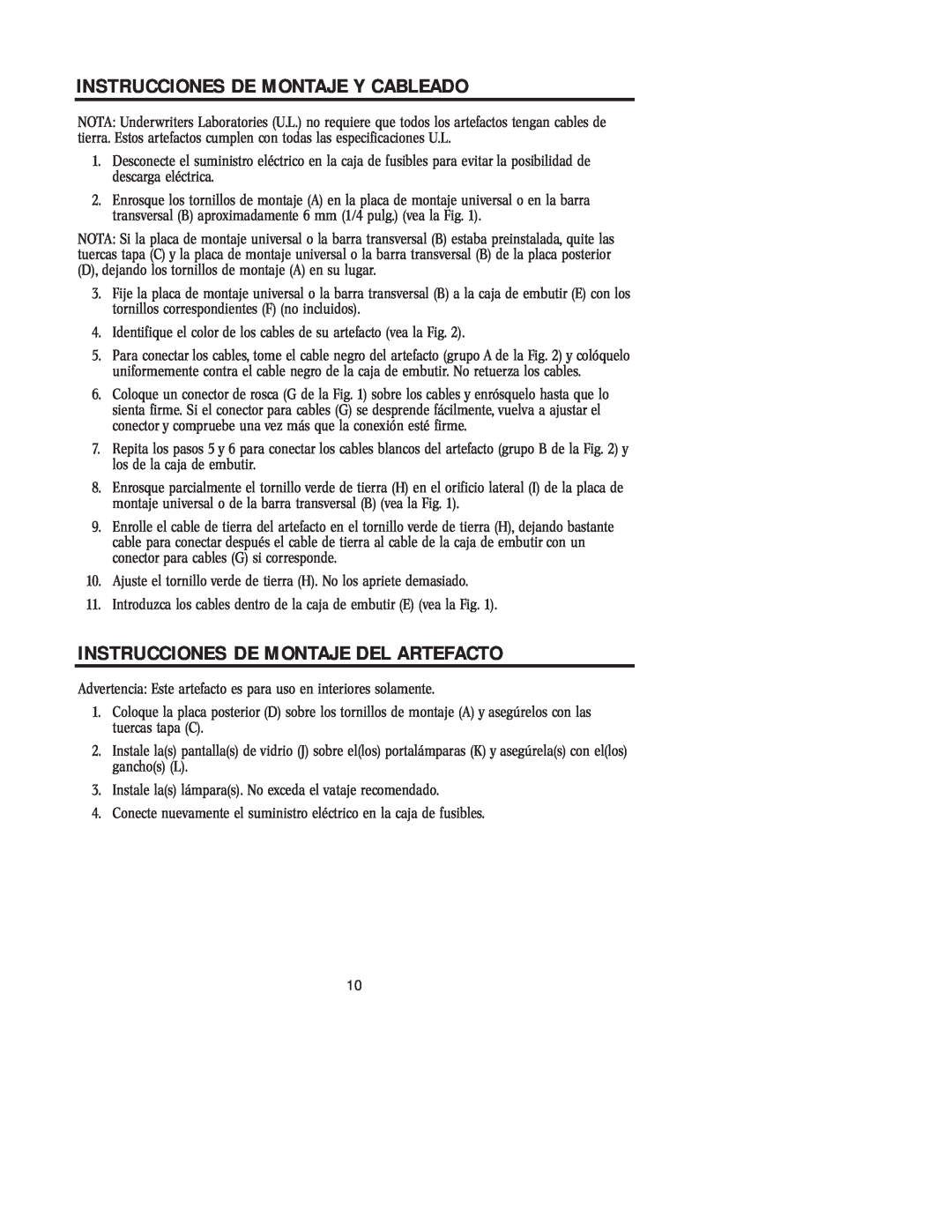 Westinghouse 81005 owner manual Instrucciones De Montaje Y Cableado, Instrucciones De Montaje Del Artefacto 