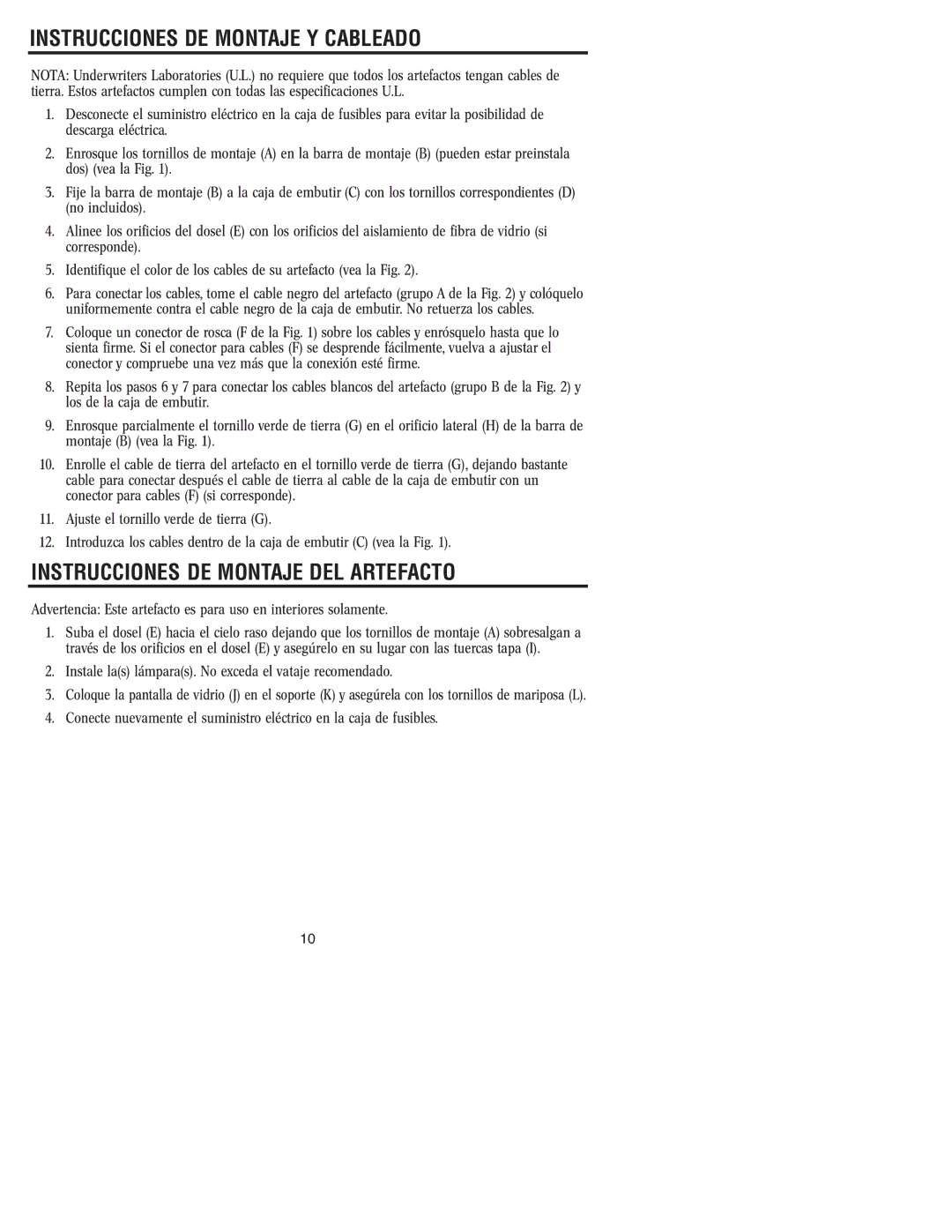 Westinghouse 81104 owner manual Instrucciones DE Montaje Y Cableado, Instrucciones DE Montaje DEL Artefacto 