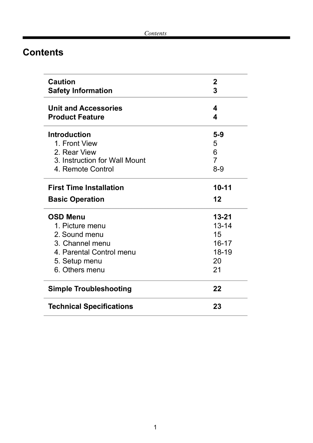 Westinghouse CW39T8RW user manual Contents 