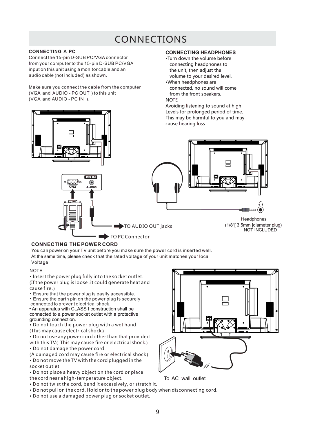 Westinghouse CW50T9XW user manual Connecting a PC 