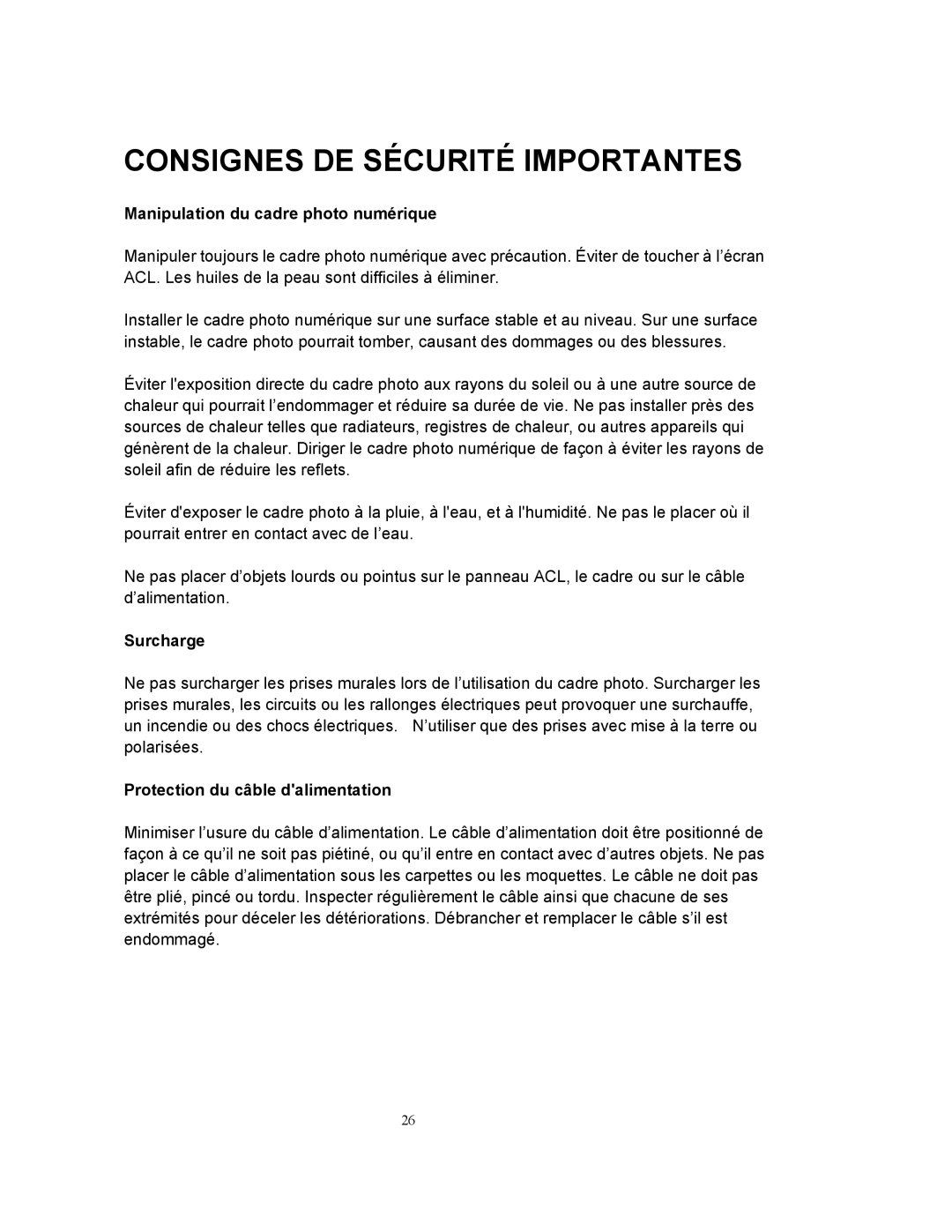 Westinghouse DPF-0802 user manual Consignes DE Sécurité Importantes 