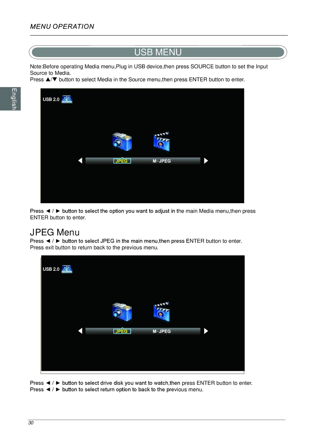 Westinghouse DWM40F, 40_ 120HZ 1080P LED HDTV manual Jpeg Menu 