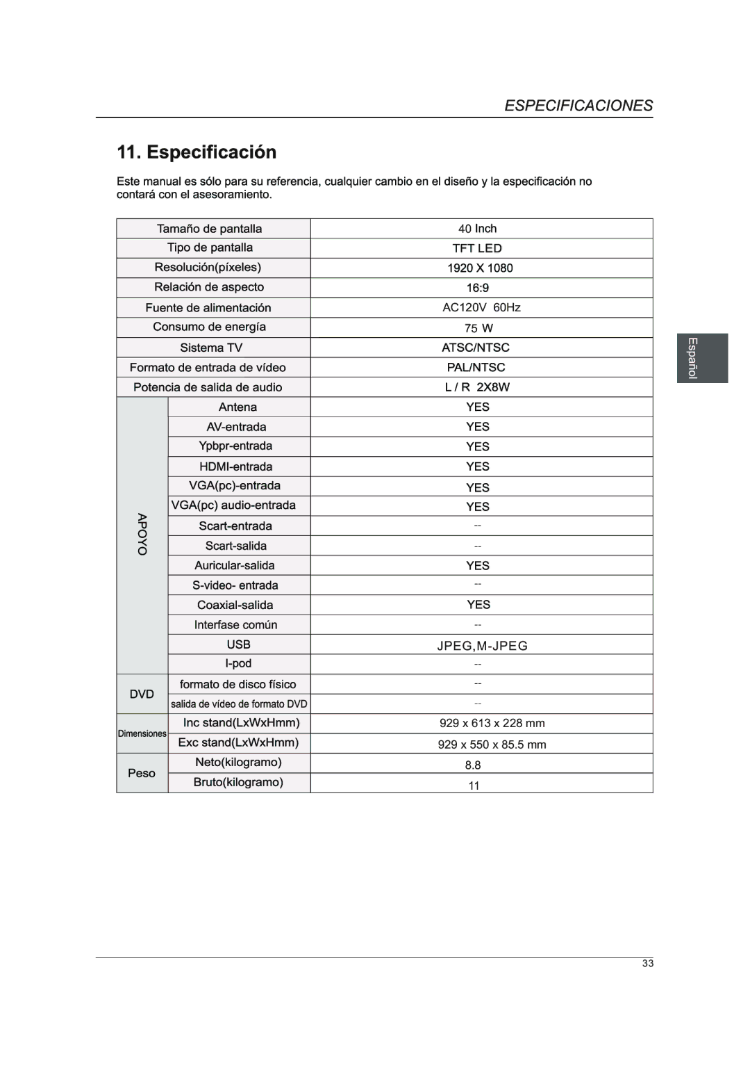 Westinghouse DWM40F1A1 manual 929 x 613 x 228 mm 