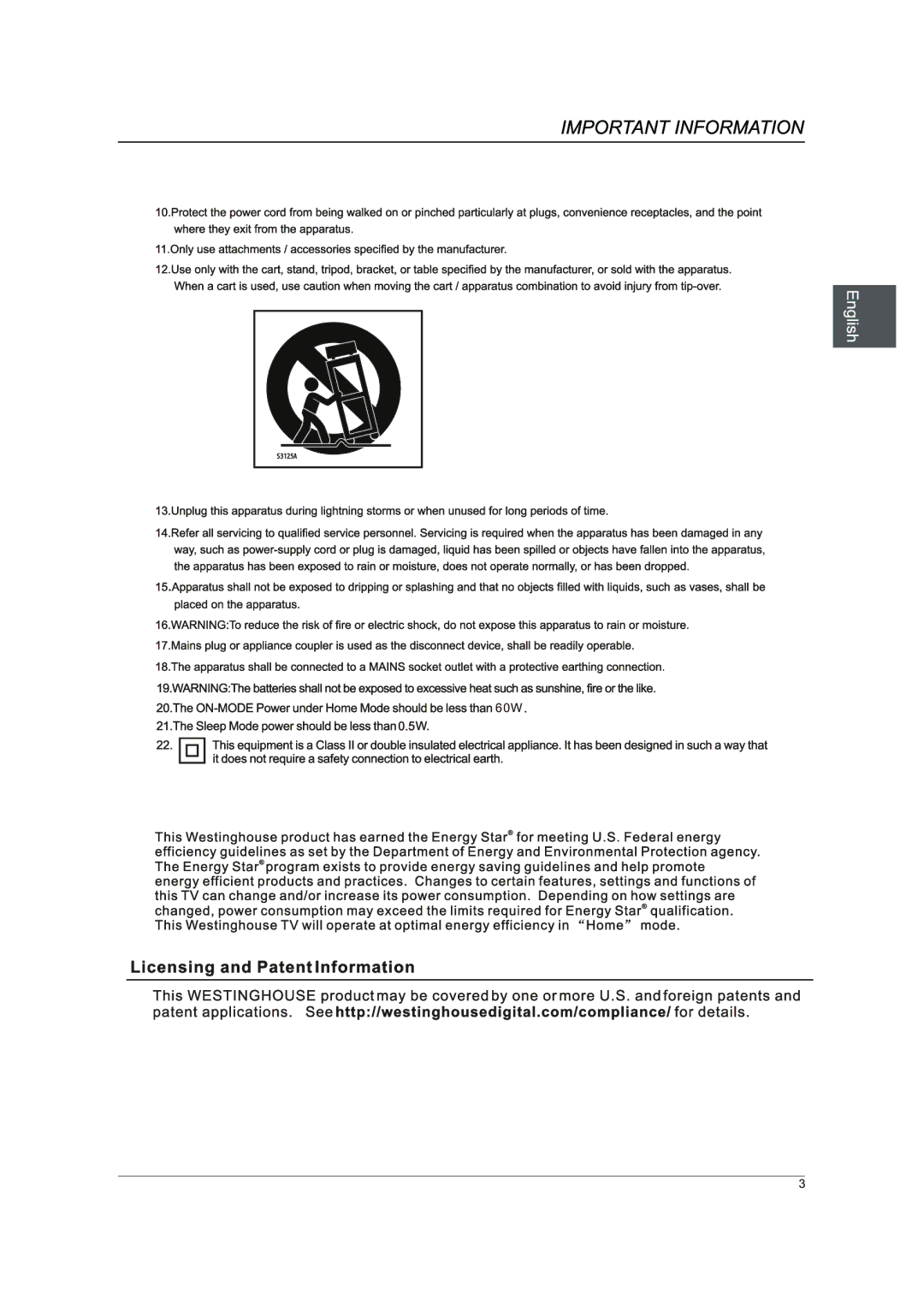 Westinghouse DWM40F1A1 manual 60W 