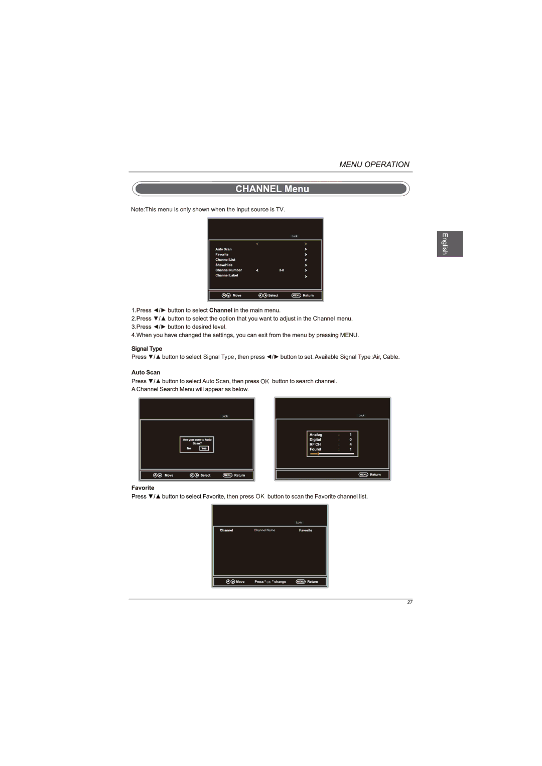 Westinghouse DWM55F1G1 user manual Signal Type 