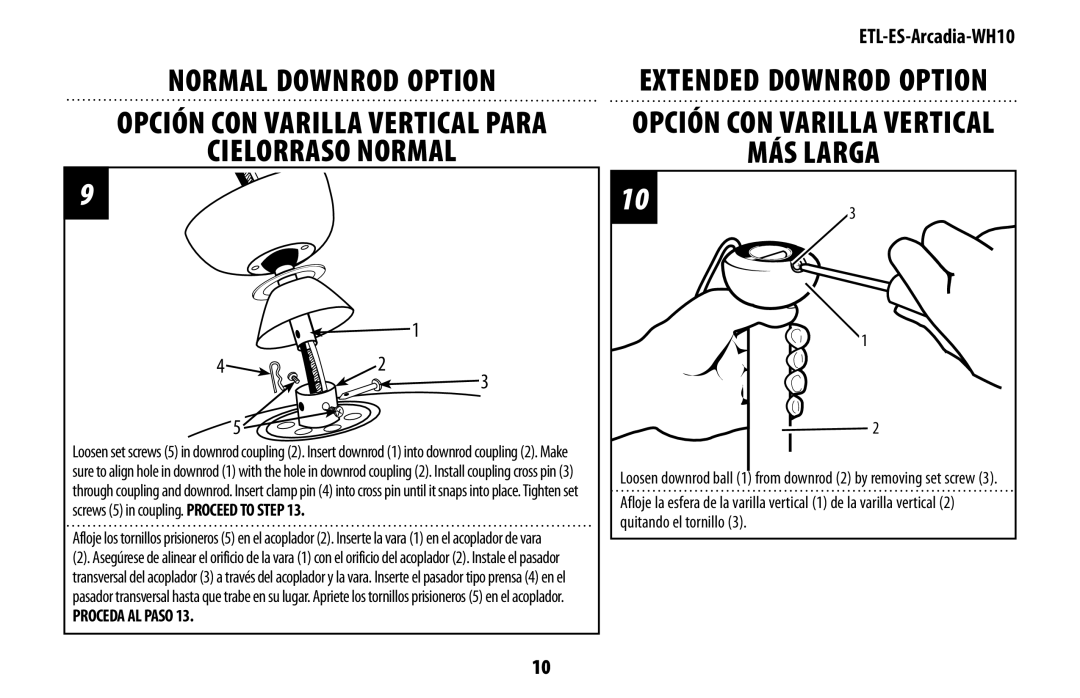 Westinghouse ETL-ES-Arcadia-WH10 manual Cielorraso Normal, MÁS Larga 