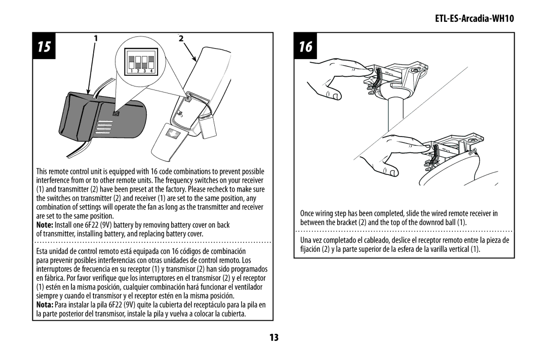 Westinghouse ETL-ES-Arcadia-WH10 manual 