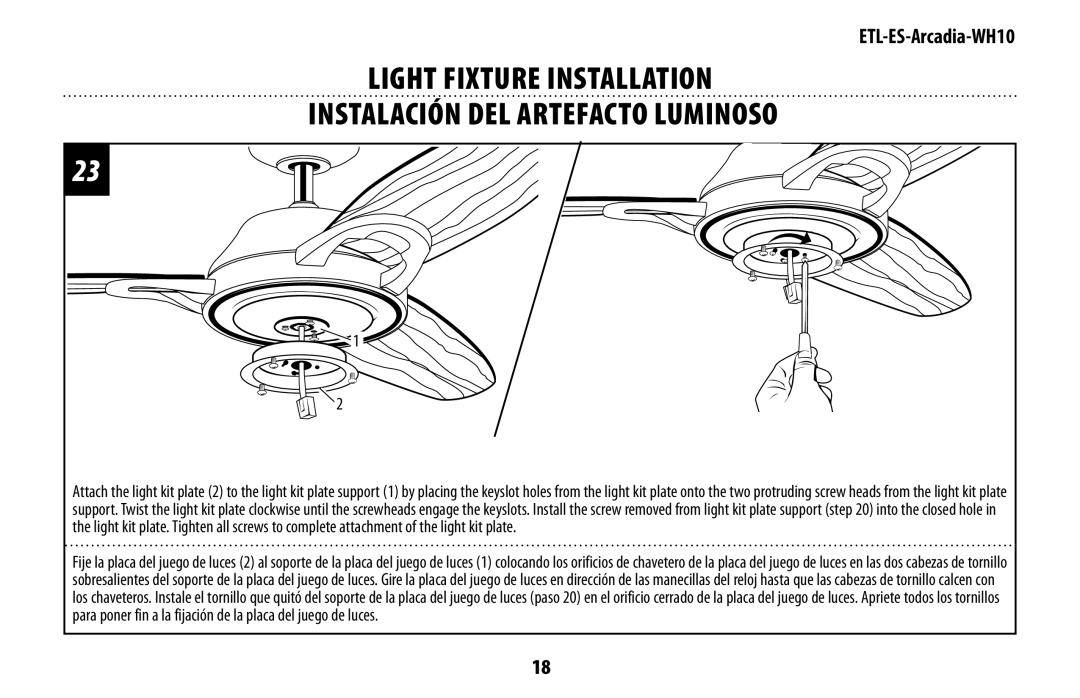 Westinghouse ETL-ES-Arcadia-WH10 manual 