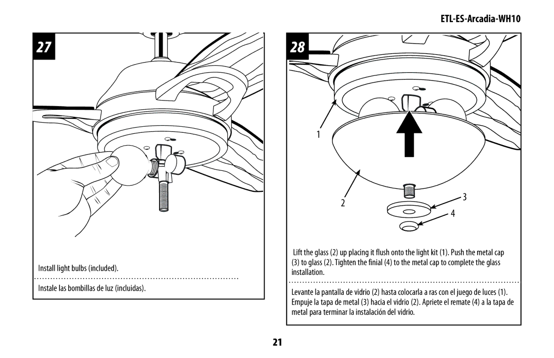 Westinghouse ETL-ES-Arcadia-WH10 manual 