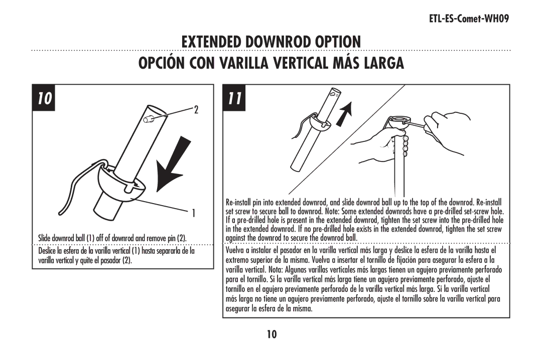 Westinghouse ETL-ES-Comet-WH09 owner manual Slide downrod ball 1 off of downrod and remove pin 