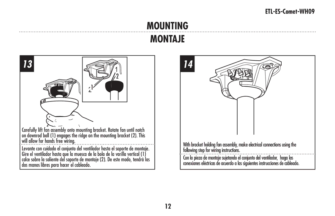 Westinghouse ETL-ES-Comet-WH09 owner manual Mounting Montaje 