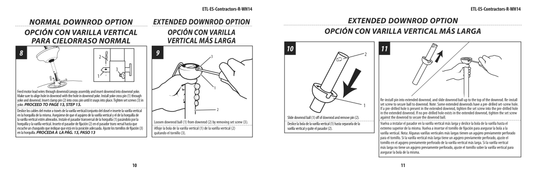 Westinghouse ETL-ES-Contractors-R-Wh14 owner manual EXTENDED DOWNROD OPTION Opción CON Varilla, Vertical MÁS Larga 