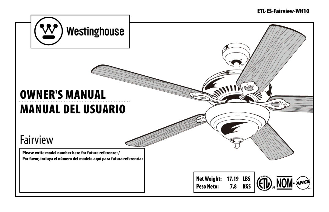 Westinghouse ETL-ES-Fairview-WH10 manual Manual del usuario 