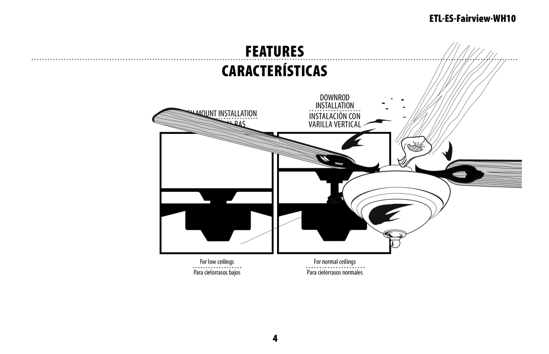 Westinghouse ETL-ES-Fairview-WH10 manual Features Características 