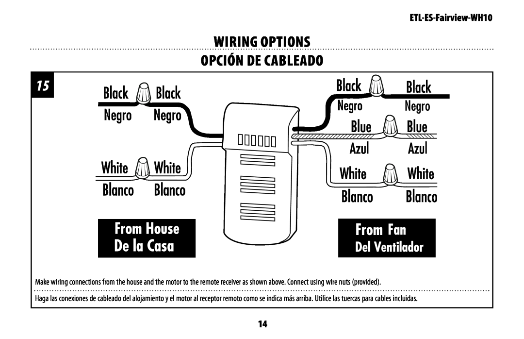 Westinghouse ETL-ES-Fairview-WH10 manual wiring OPTIONS OPCIÓN DE CABLEADO 