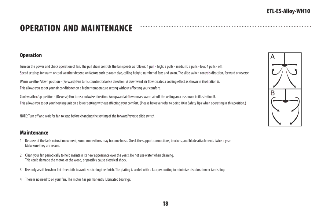 Westinghouse ETL, ES owner manual Operation and Maintenance 