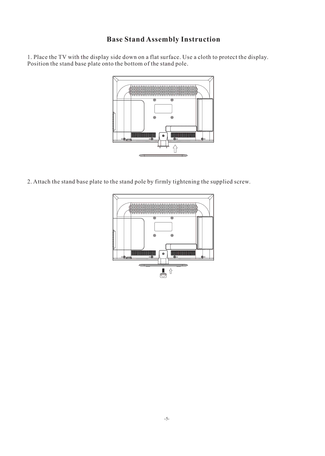 Westinghouse EU24H1G1 manual Base Stand Assembly Instruction 