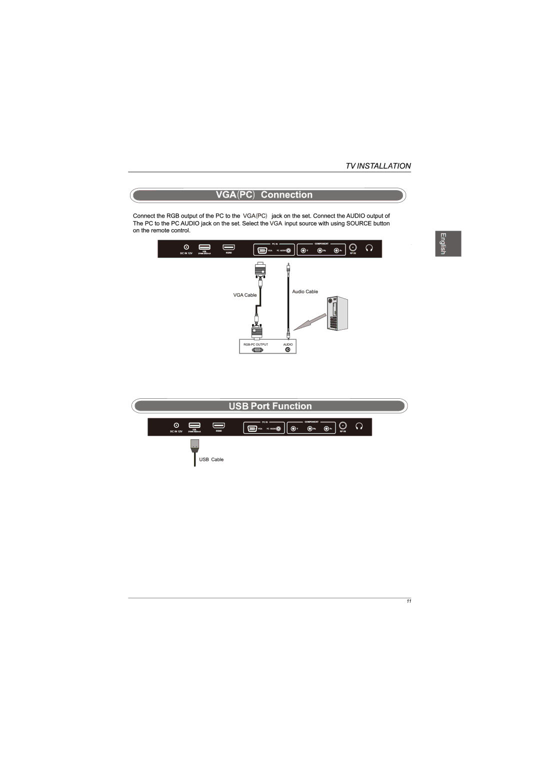 Westinghouse EUM24F1G1 user manual Usb 