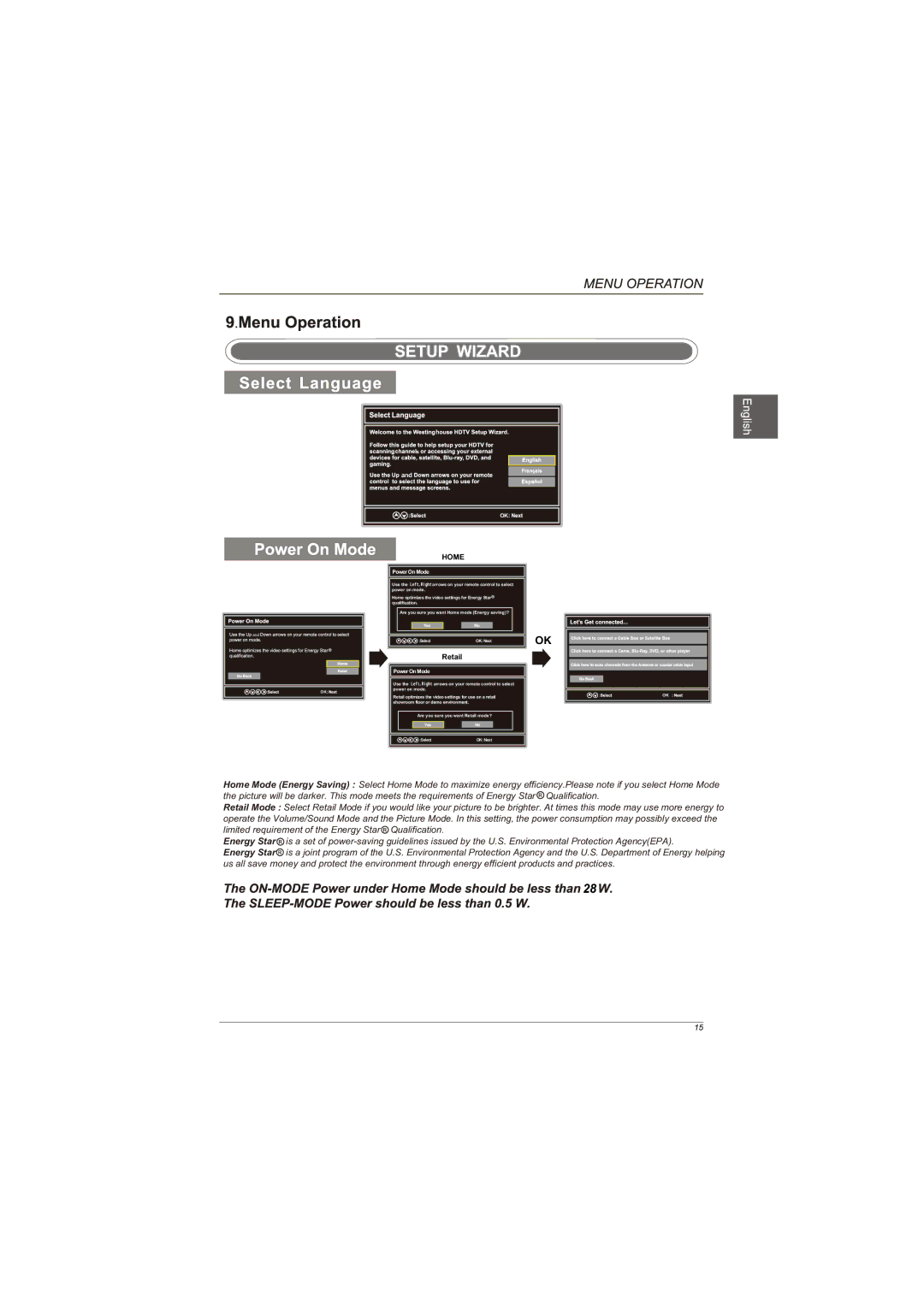 Westinghouse EUM24F1G1 user manual Home 