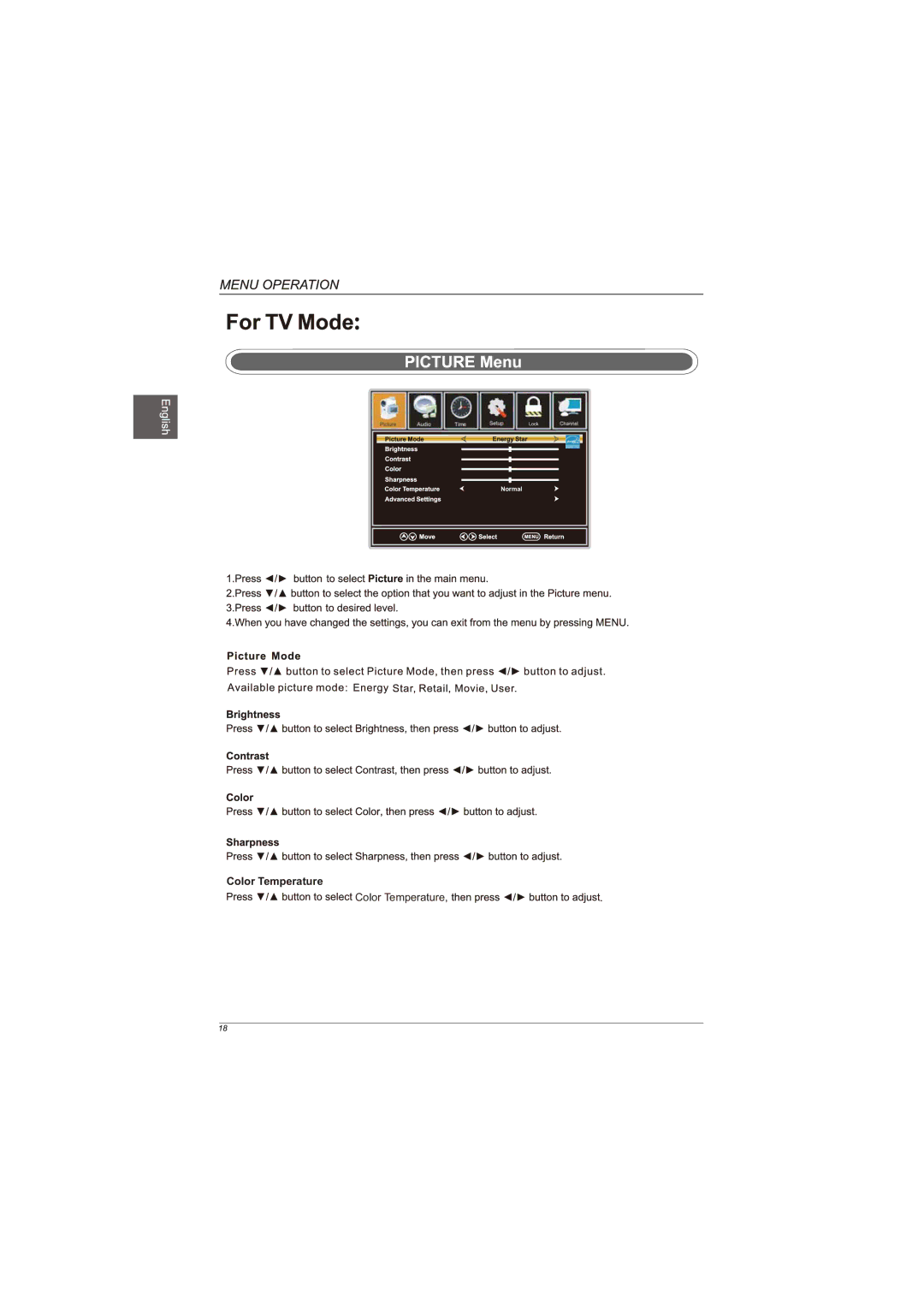 Westinghouse EUM24F1G1 user manual Color Temperature 