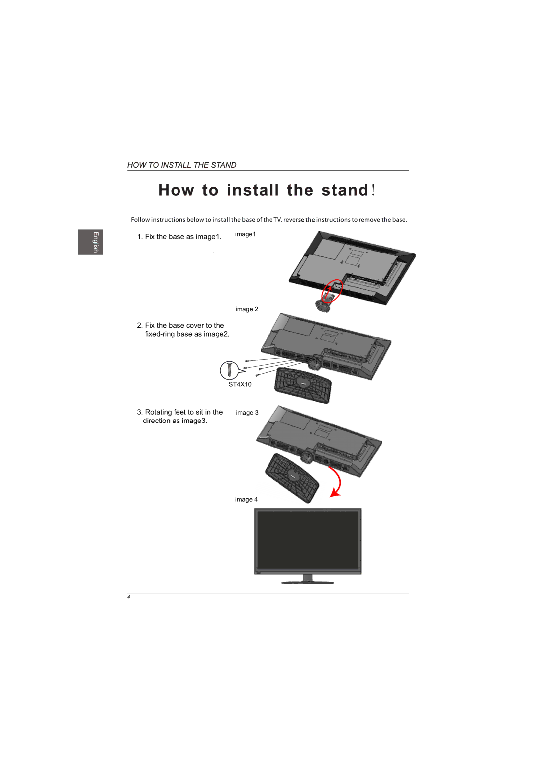 Westinghouse EUM24F1G1 user manual Fix the base as image1 